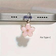 Sakura Flowers Phone Dust Plug Accessories Decoration Hanging Pendant For Phone Charging Port