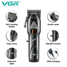VGR 653 Barber Professional Hair Clipper Cordless Hair Trimmer Electric Haircut Machine Beard Trimmer For Men
