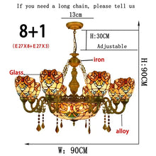 2026 Tiffany Retro Pendant Light Led Chandelier Creative Stained Glass Baroque Style Bar Bedroom Living Room Crystal