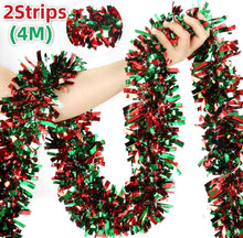 Christmas Tinsel Garlands Decoration Bar Tops Ribbon Garland with Bowknot Xmas Tree Ornaments Party Home Decor Pendant Prop