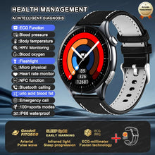 2025 New NFC+ECG+PPG Health Smart Watch BMI Fat Heart Rate Blood Pressure Watch 380mAh BT Call IP68 Waterproof Sports Bracelet