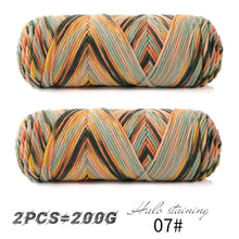 2 PCs Colorful 5-strand Dyed Milk Cotton Baby Sweater Yarn Self Woven Scarf Medium Thick Handmade DIY Woven Crochet Material Bag