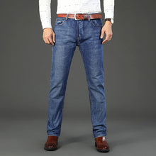 Pantalones vaqueros clásicos para hombre, colección primavera-otoño 2026, estilo casual de negocios, corte recto, mezclilla elástica azul, pantalones elegantes para hombre