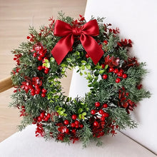 Christmas Decor Wreath with Bow with Red Berries Including Cranberries and Holly for Indoor and Outdoor Decoration