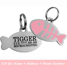 Personalized Cat Id Tags Engraved Puppy Kitten ID Name Collar Tag Fish Shaped Anti-lost Pendant Customized Kitty Nameplate Gift