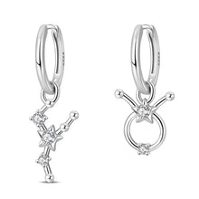 Nuevos pendientes de botón de plata de ley 925, serie de los doce signos del zodiaco con circonitas, joyería de boda para mujer, moda para chicas.