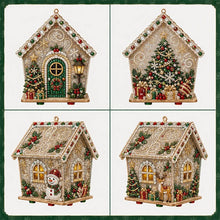Christmas DIY Pearl Art Craft Kit Wooden Gingerbread House Shape Diamond Bead Painting Ornament  Xmas DIY Handcraft Kit Decor