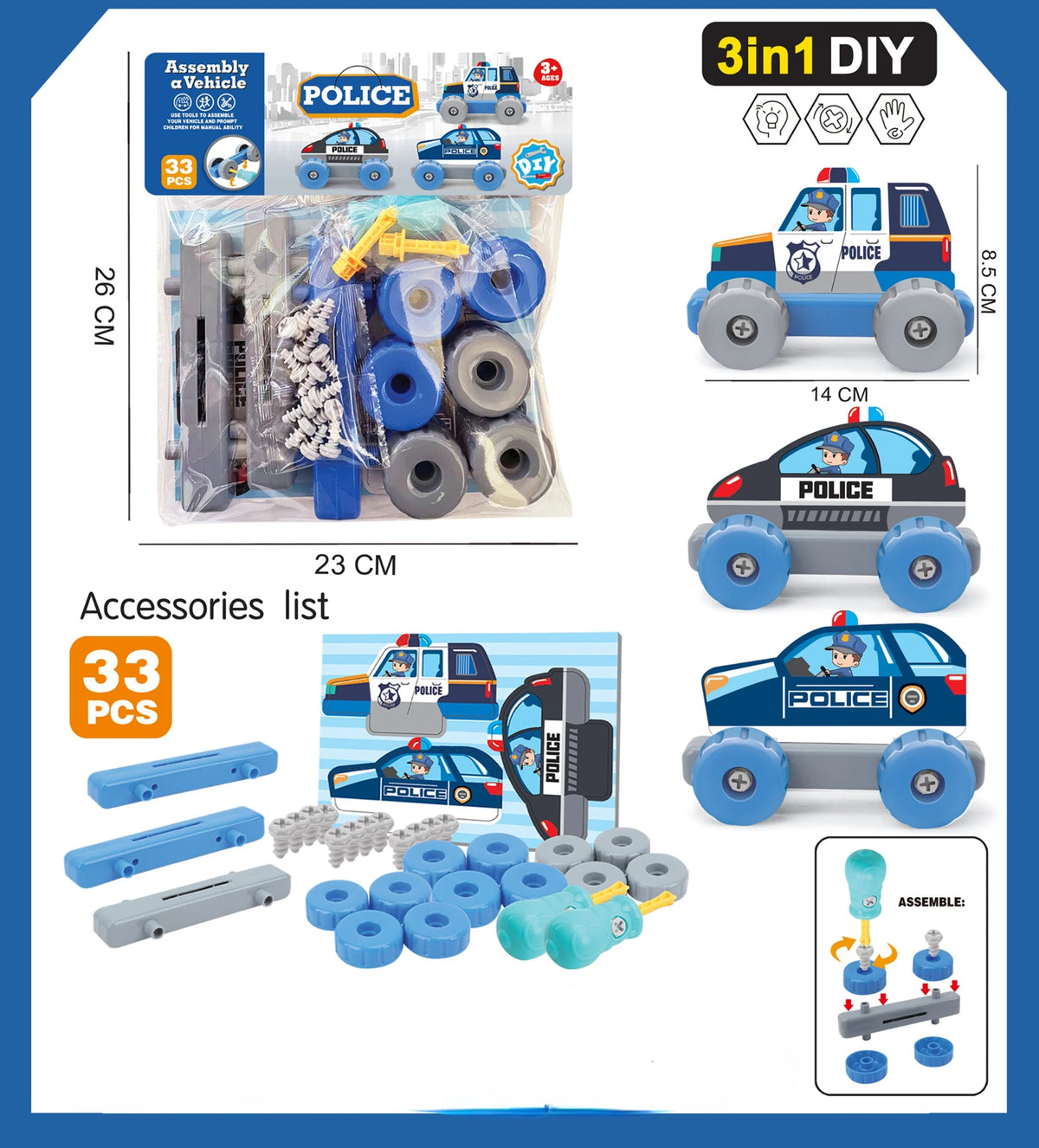Children's Assembling Engineering Vehicle Detachable Screw Combination Disassembly Toy Boy Car DIY
