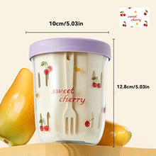 WORTHBUY Double Wall Salad Cup Portable Leak Proof Oat Container With Fork&Handle Drain Fruit Cup Cute Breakfast Cup For Student