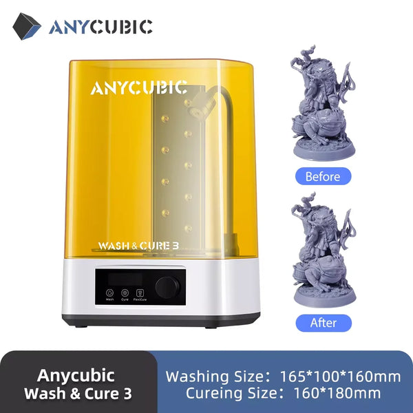 ANYCUBIC Wash & Cure 3 Versión AE para modelos de impresora 3D LCD SLA DLP Mars Photon Mono, máquina de limpieza y curado de resina 2 en 1