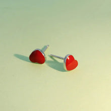 Pendientes de botón Trustdavis Real de plata 925 con diseño de pequeñas huellas de amor rojas, 5 mm x 6 mm, para uso diario, joyería de regalo DS122