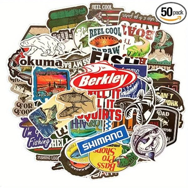 Fishing Theme Vinyl Stickers, 50Pcs Waterproof Decals for Personalizing Skateboards, Phones, Fishing Rods & Outdoor Gear