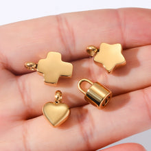 Colgante de mini urna de cremación de acero inoxidable con forma de corazón/cruz/estrella/candado para collar/pulsera, joyería conmemorativa al por mayor