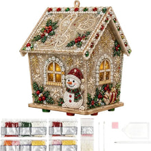 Christmas DIY Pearl Art Craft Kit Wooden Gingerbread House Shape Diamond Bead Painting Ornament  Xmas DIY Handcraft Kit Decor