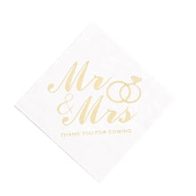 100PCS Mr&Mrs Wedding Paper Napkins Disposable 3-PLY 10inch Bronzing Cocktail Beverage Dessert Napkins for Wedding Anniversary