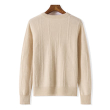 Men's autumn and winter 100% wool knitted pullover, medium thick sweater, warm, breathable, versatile for business and leisure