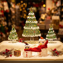 Home Decor Crystal Christmas Tree Handcrafted Glass Brushed Glass Snowman Figurines Table Ornaments Crafts Christmas Decoration