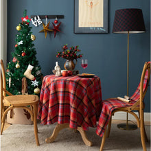 Christmas Decoration Round Tablecloth Plaid Table Cover for New Year Family Gathering Restaurant Party Dinner Xmas Home Decor