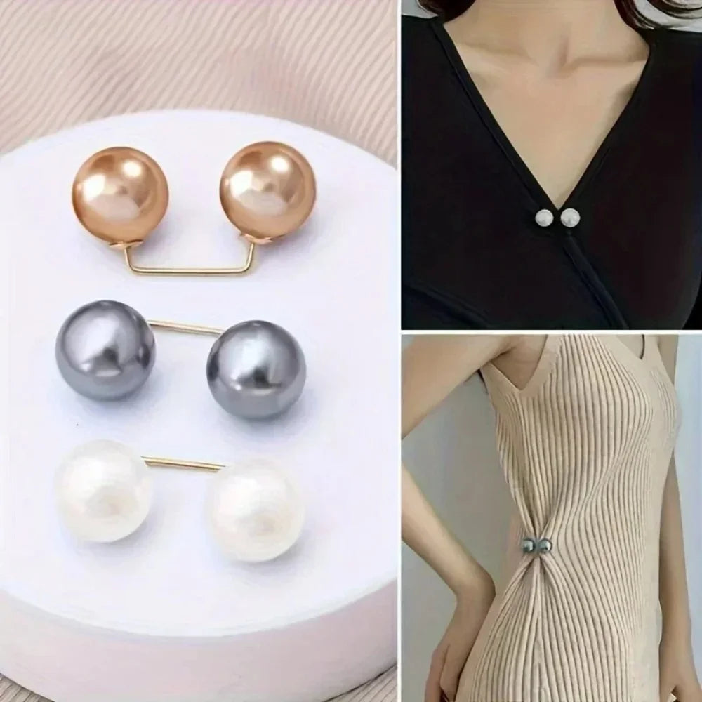 Colorful Pearl Brooch Waist Fixer Pins For Loose Jeans Dress Clothing Shiny Pearl Gem Curtain Fixing Pin Safety Beautiful Brooch