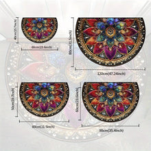 VIKAMA Semi-Circular Floor Mat with Mandala Floral Design, Machine Washable, Suitable for Entryway, Bedroom, and Bathroom Use