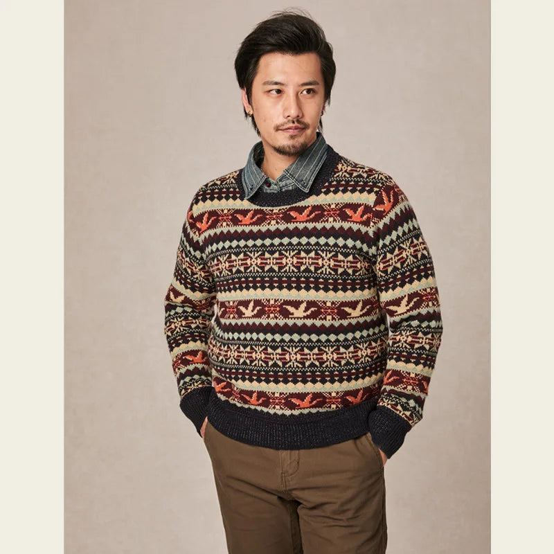2025 Autumn Winter Vintage New Fashion Men’s Casual Trendy O-neck Long Sleeve Knitted Loose Sweaters Male Pullover Clothes Tops