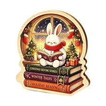 Christmas Theme Wooden Christmas Decoration Star Shape Snowman Deer Xmas Wall Art 2D Print Rabbit Wall Decor Home Decoration