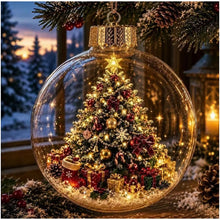10CM Clear Christmas Ornament Ball Glowing Decor Holiday Scene Christmas Tree Hanging Toy Winter Diorama Bauble for Window Xmas
