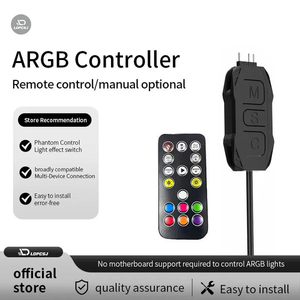 Controlador RGB mini LDPCSJARGB de 5V y 3 pines a fuente de alimentación SATA, concentrador de 3 pines para ventilador de refrigeración, luz LED y radiador de caja de CPU de computadora