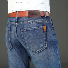 Pantalones vaqueros clásicos para hombre, colección primavera-otoño 2026, estilo casual de negocios, corte recto, mezclilla elástica azul, pantalones elegantes para hombre