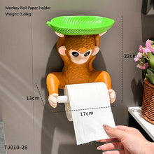 Portarrollos de papel higiénico de mono, soporte de pared sin taladrar para papel higiénico, estante de almacenamiento y colgador de papel.