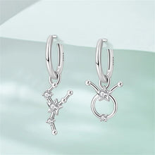 Nuevos pendientes de botón de plata de ley 925, serie de los doce signos del zodiaco con circonitas, joyería de boda para mujer, moda para chicas.