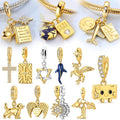 925 Sterling Silver Charm Pendants for DIY Bracelets, Cross, Whale and Shark