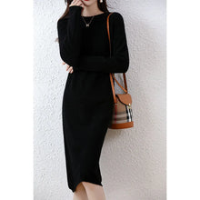 Cashmere Sweater Knitted Dresses 100% Merino Wool Women's Winter Female Elegant Pullovers Dress Autumn Casual Long Sleeve Skirts