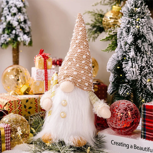 Decoración navideña con luz LED, gnomos de peluche para dormitorio, adornos de elfo y enano tejido, lámpara decorativa de regalo para el hogar y la mesa.