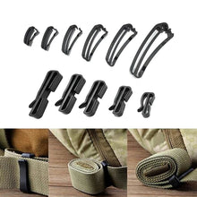 10 Pcs/Pack Quick Slip Keeper Buckle End Clip Slider Black For Molle Tactical Backpack Adjusting Strap Webbing 15-50mm