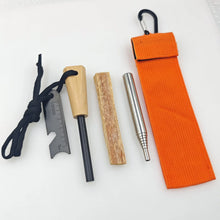 Magnesium Rod Blowtorch Set, Flint Pine and Transparent Ribbon Bag, Survival Kit, Portable Stainless Steel Telescopic Blowtorch