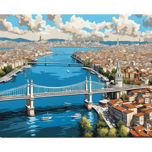 GATYZTORY 40x50cm Framed Painting By Numbers Handpainted City Bridge Landscape Paint By Number Acrylic Draw Canvas Crafts