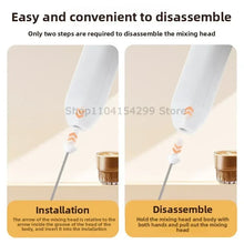 Wireless Milk Frother Electric Type-C Handheld Blender Stainless Steel Mini Coffee Maker Whisk Mixer for Coffee Cappuccino Cream