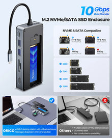 ORICO 8-in-1 USB-C Docking Station with M.2 NVMe/SATA SSD Enclosure - image 5
