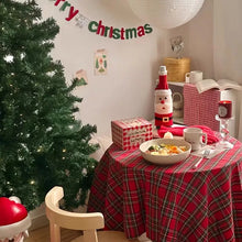 Christmas Decoration Round Tablecloth Plaid Table Cover for New Year Family Gathering Restaurant Party Dinner Xmas Home Decor