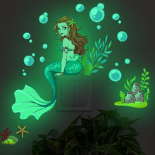 Luminous Fairy Mermaid Wall Stickers Kids Bedroom Home Decor Glow In The Dark Fairy Butterfly Decal Stickers Switch Wallpaper