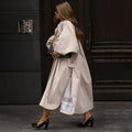 Oversized Solid Wome's Long Trench Coat Puff Sleeve Side Slit Maxi Windbreaker Lapel Single Breasted Lady Autumn Tench Coats