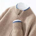 Cárdigan de punto grueso con cremallera y cuello alto para hombre, 100% lana merino, novedad de otoño e invierno, suéter tipo suéter de cachemir