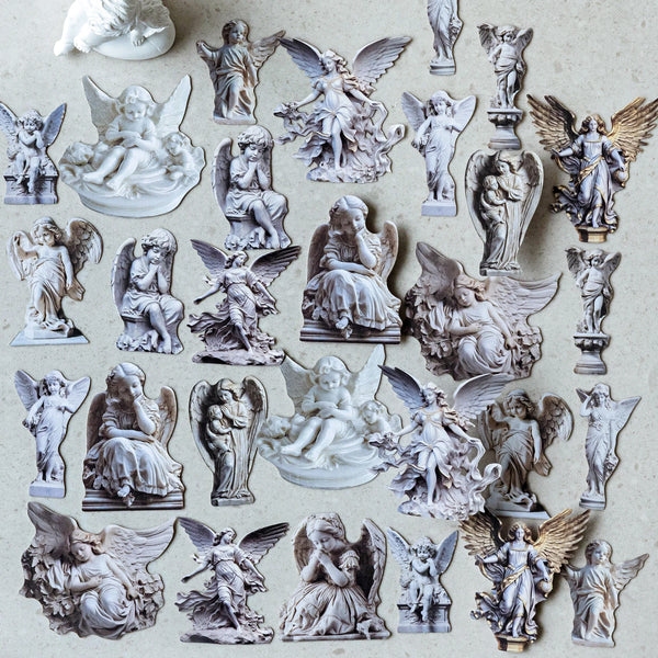 30 pcs/lot Gypsum Museum Kraft paper material sticker Pack Retro Art decorative hand tent collage Scrapbooking supplies