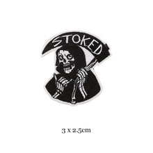 1pc Black White Biker Patches for Clothes Iron on Clothing Letter Appliques Skull Star Stripes Embroidered Sticker Round Badge