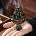 Vertical Incense Burner Mini Alloy Hollow Incense Holder Portable Tabletop Ornament Home Aromatherapy Burner Desk Decoration