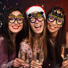 16/8pcs Happy New Year Paper Glasses 2026 Eyeglasses Frame Photo Booth Props New Year's Eve Christmas Party Decor Supplies