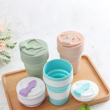 Vaso plegable de silicona de grado alimenticio de 350 ml, con tapa, vaso de café reutilizable y portátil, para bebidas calientes, ideal para viajes y camping