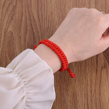 Lucky Red String Braided Bracelet, Adjustable Handwoven Knot Wristband - image 3