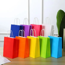 6 Pieces Colorful Gift Bags with Handles Candy Color Kraft Paper Bags for Wedding, Birthday, Party Supplies and Gifts